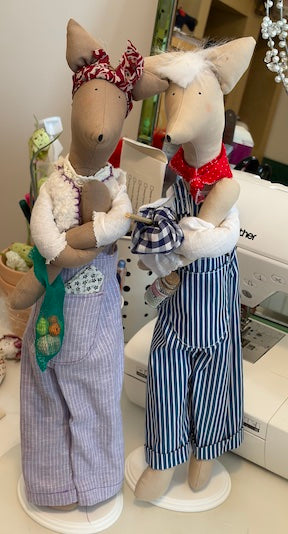 Fox in Sheep's Clothing and Fox on the Run handmade doll pair